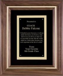 P815C Genuine Walnut Frame Gold Inlay Plaque, Black Velour, Black Engraving Plate - Image 1