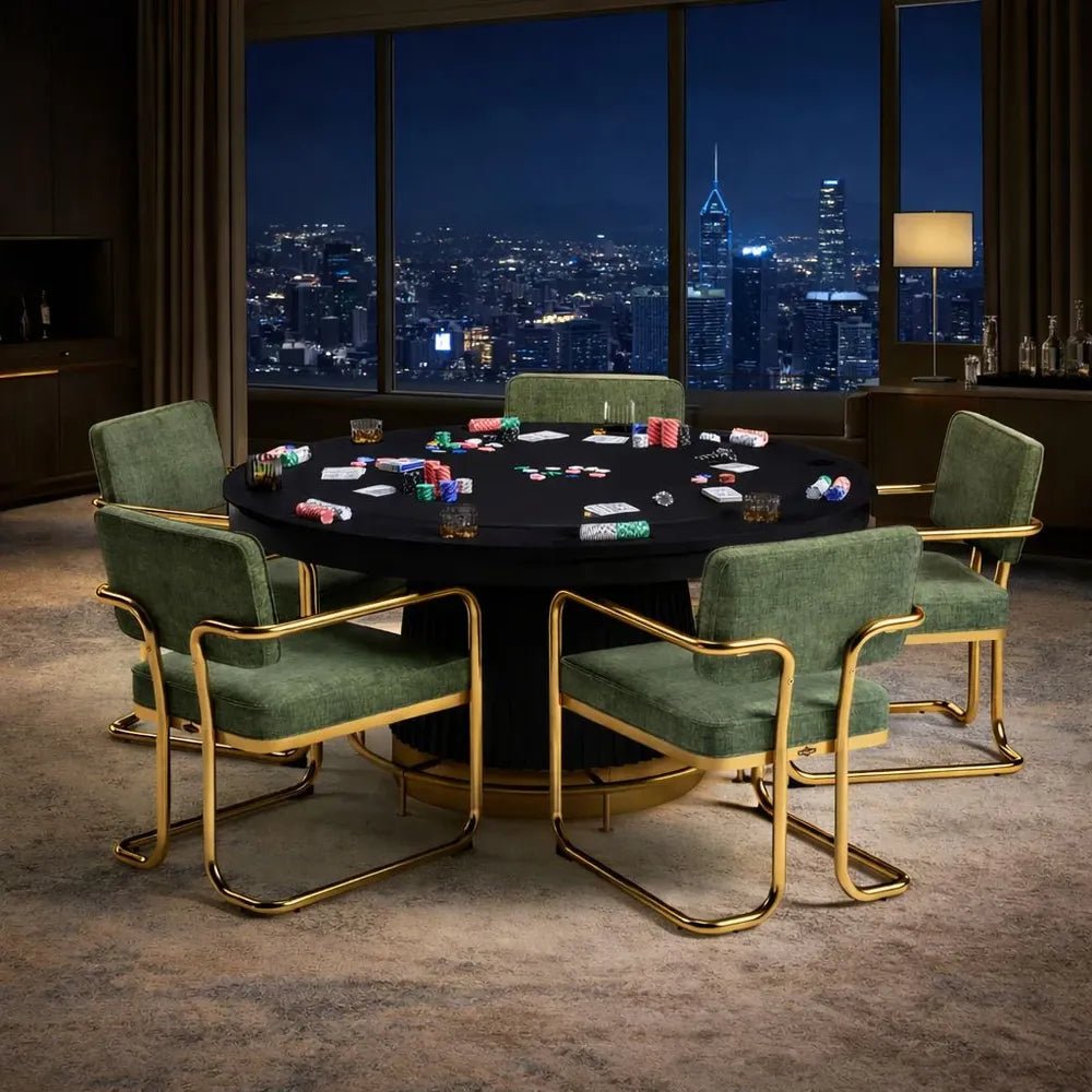 RAM Game Room Prohibition PRO60TBL-B 60-inch round poker table Matte Black finish lifestyle image