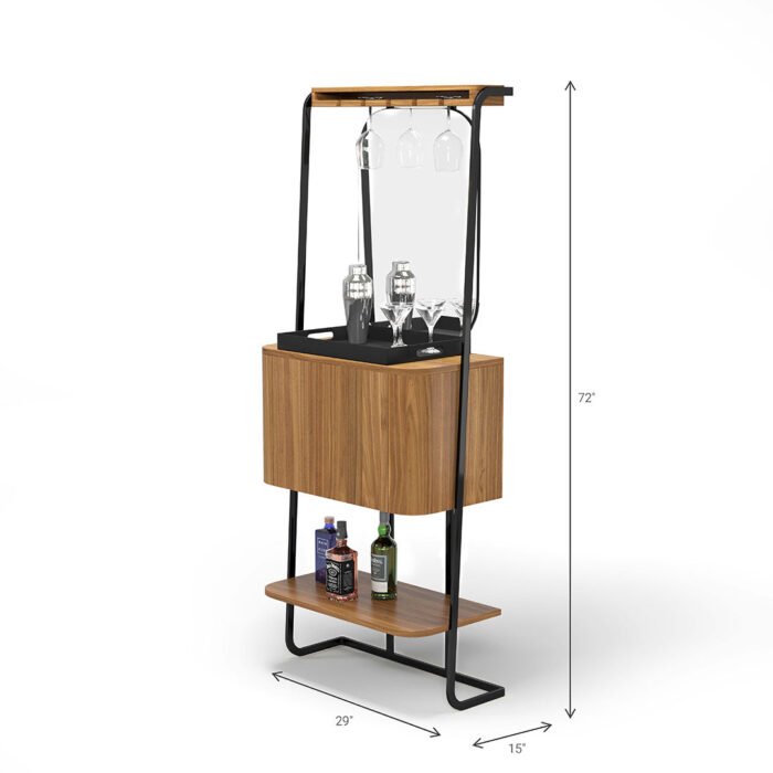 RAM Game Room Prohibition Mini Cocktail Bar - Walnut - Bar only - Image 3