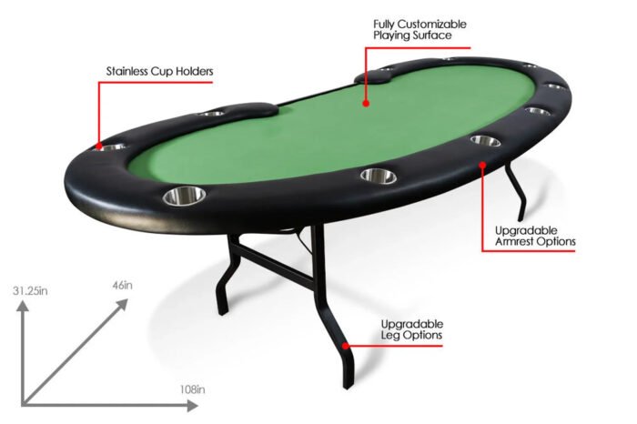 BBO Prestige Poker Table – Foldable 10 Player w/ Dealer Spot - Image 6