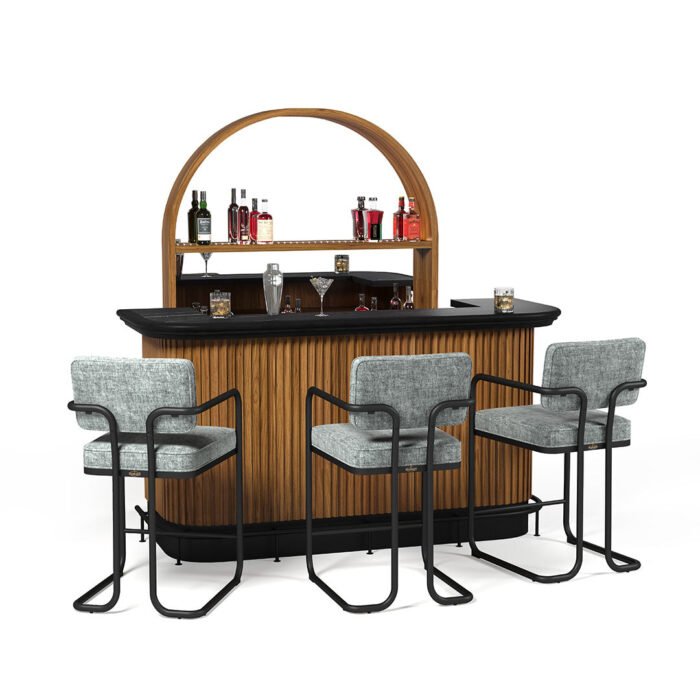 RAM Game Room Prohibition 84" Cocktail Bar - Walnut - Image 6