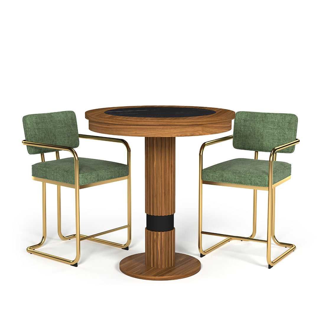 Pub_Table_Walnut_table_front_green_chair Ram Game Room Prohibition Series Pub Table Walnut - Image 1