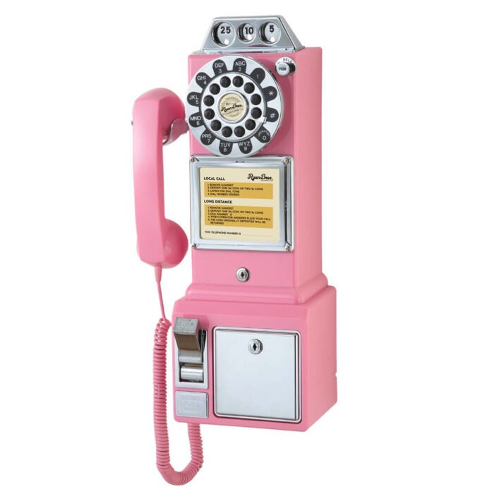 Ryan Bros. American Retro 1950's Payphone with Coin Bank - Pink - Image 5