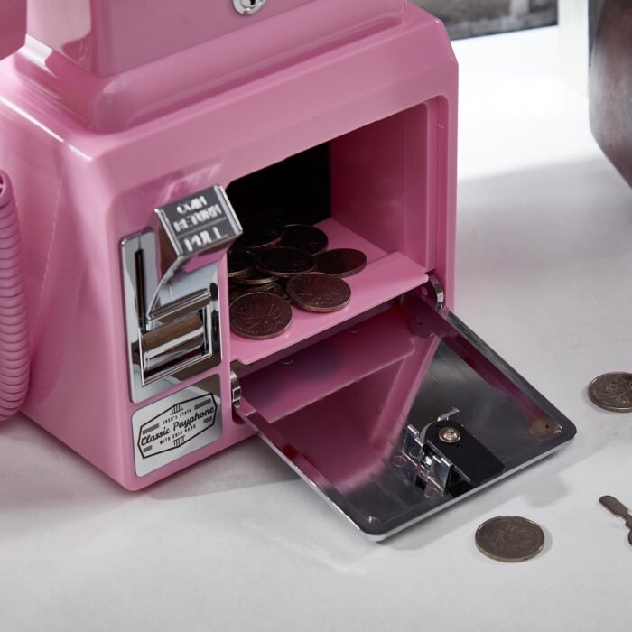 Ryan Bros. American Retro 1950's Payphone with Coin Bank - Pink - Image 3