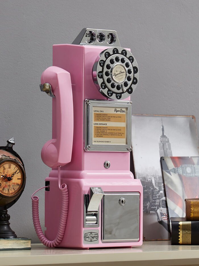 Ryan Bros. American Retro 1950's Payphone with Coin Bank - Pink - Image 11