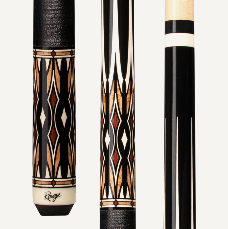 RageMaskedDagger Rage Masked Daggers, Black w/Black & White, Cocobolo/Black Nylon Wrap Cue Stick - Image 1