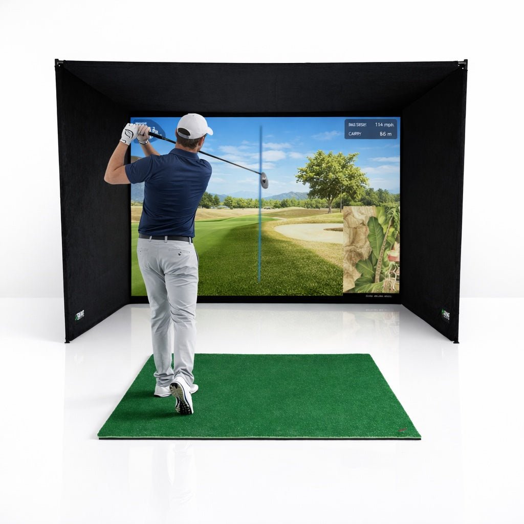 SIMBOX SimBox Golf Simulator Enclosure - 7 sizes, Pro + Impact Screen and Frame INCLUDES FREE SIDE BARRIERS - Image 1