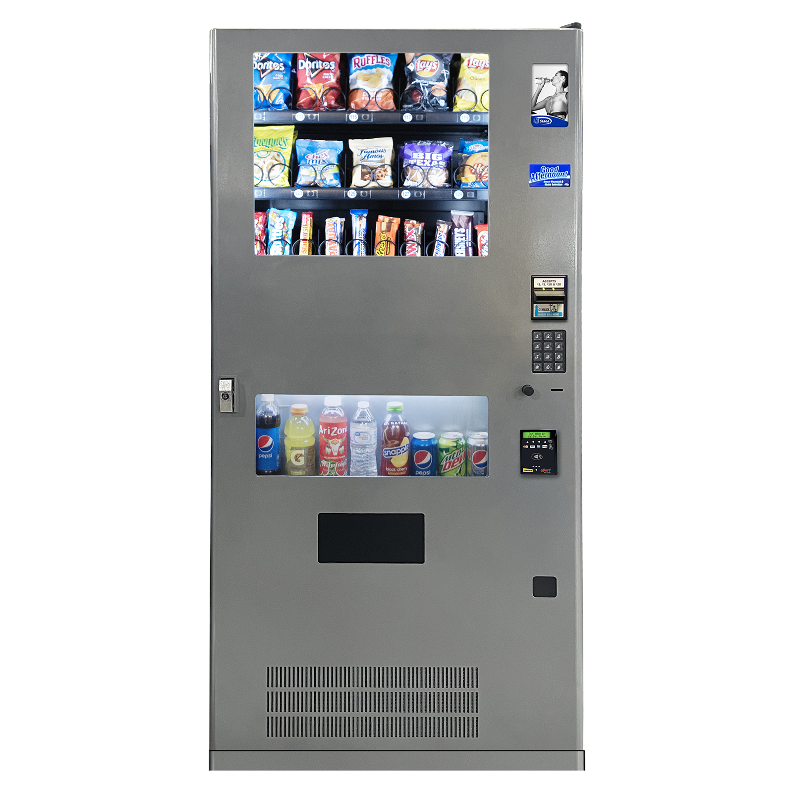 SeagaQuickbreakQB4000ComboCombinationSnackCandyandDrinkvendingMachineProductImageNoGraphicsFrontView Seaga Quickbreak QB4000 Combo Machine - Image 1