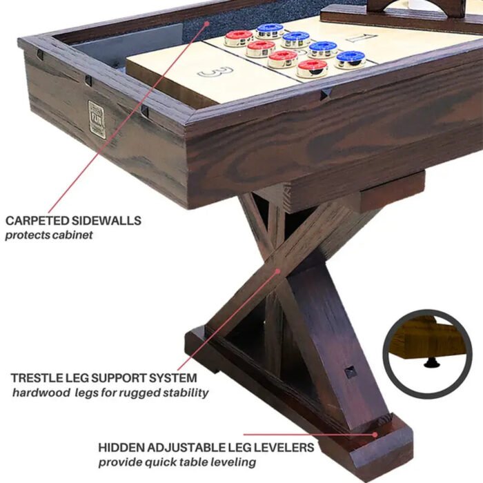 Freetime Fun Espresso Shuffleboard Table – 2-Piece Design - Image 3