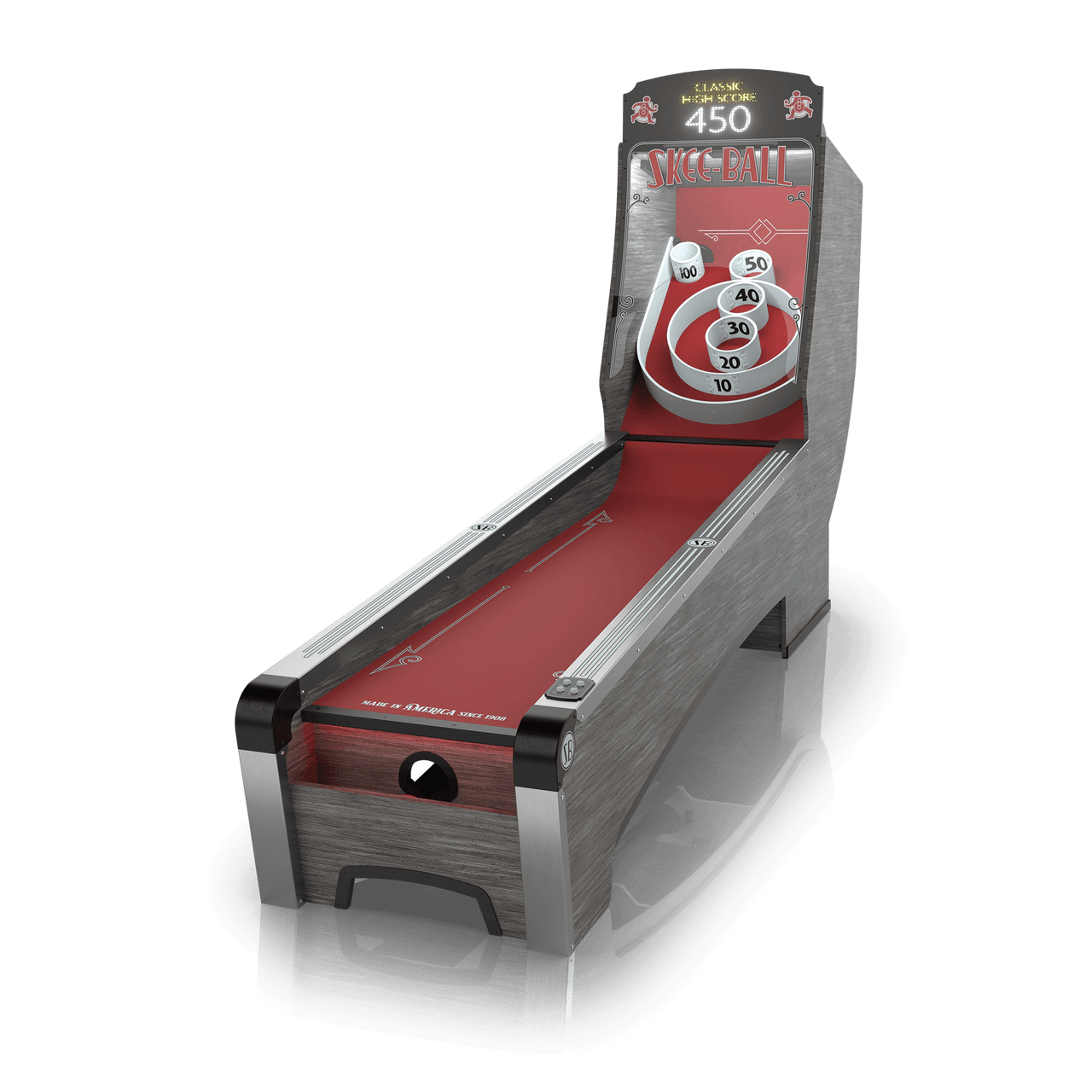 Skee-Ball_Product_Detail_Page_Home_Alleys_Premium_Hero_Image_Scarlet__16498 Skee-Ball Home Premium Arcade with Indigo Cork - Image 1