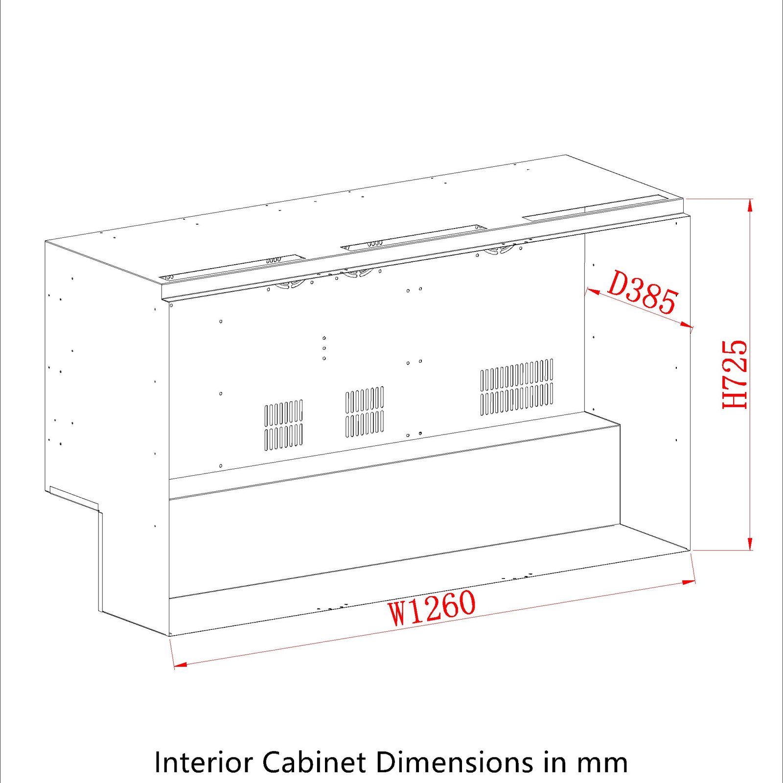 Technical interior dimensions diagram