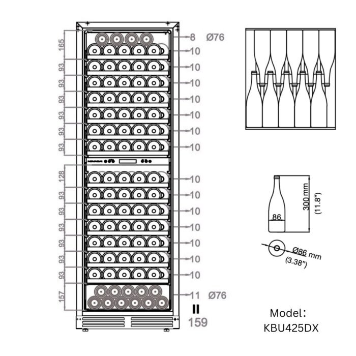 Tall Dual Zone Upright Wine Cooler | Low-E Glass & Silent Cooling - Image 11
