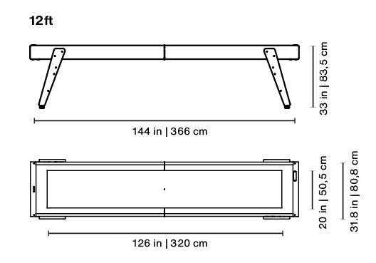 Track sguffleboard 12ft dimensions