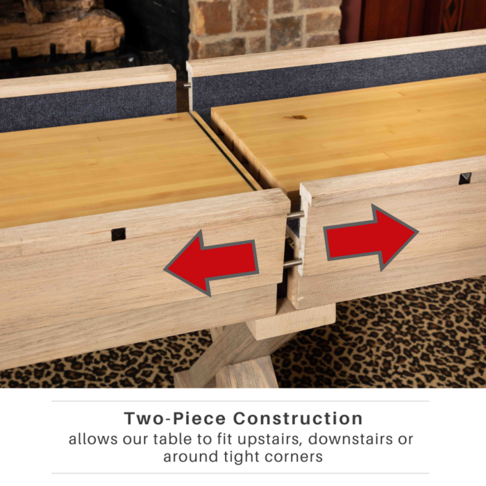 Freetime Fun The Rockford 2-Piece 12′ Upstairs/Downstairs Shuffleboard Table in Rustick Oak - Image 5