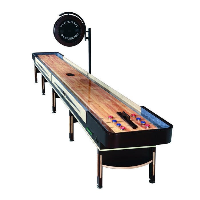 Untitled_879586f3-f8ee-46e2-97a9-ae7a7aaaeeea Playcraft Telluride 22' Pro Style Shuffleboard Table in Espresso with optional Overhead Electronic Scoring - Image 1