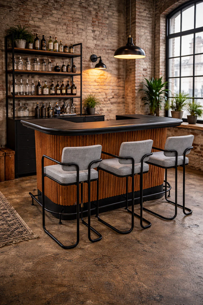 RAM Game Room Prohibition 60" Cocktail Bar in Matte Walnut/Black - Image 6