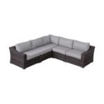 Contemporary Outdoor Rattan Wicker Sectional Seating Group With Cushions - Image 3