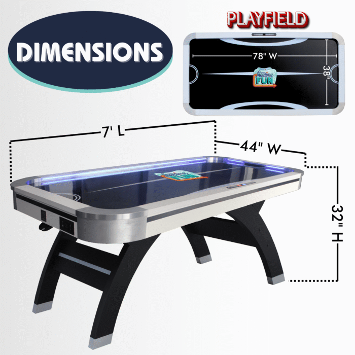 Air Hockey Table 7 Ft Game Table for Adults Light up - Full Size Arcade Air Powered Indoor LED Hockey Table for Game Room W/ Modern Design, Pucks, Paddles - SKU RA1000 - Image 2