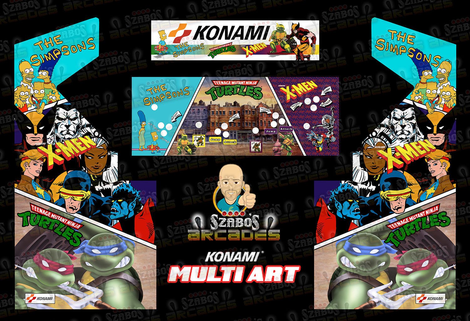 all_art_proof2_a88d7f38-7ec0-49f7-83d1-dcde97a37795 Custom Konami Multi Art-Simpsons, X-Men & TMNT- Side Art - Image 1