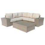 Outdoor Wicker Sectional With Weather Resistant Cushions And Table - Image 5
