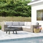 Wide Outdoor Wicker Patio Sectional With Cushions & Reversible Design - Gray - Image 3