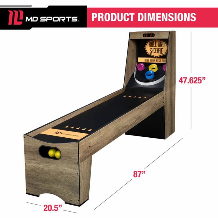 7’ 3” Compact Roll and Score Arcade Game with Electronic Scoring and Ball Return System - Image 2