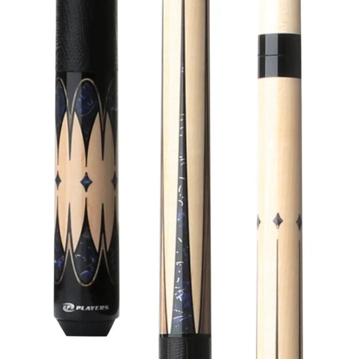 Players Natural Maple & Blue Stone Cue with Black Linen Wrap - 19oz - Image 2