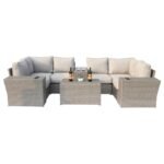 Outdoor Wicker Sectional With Weather Resistant Cushions And Table - Image 2