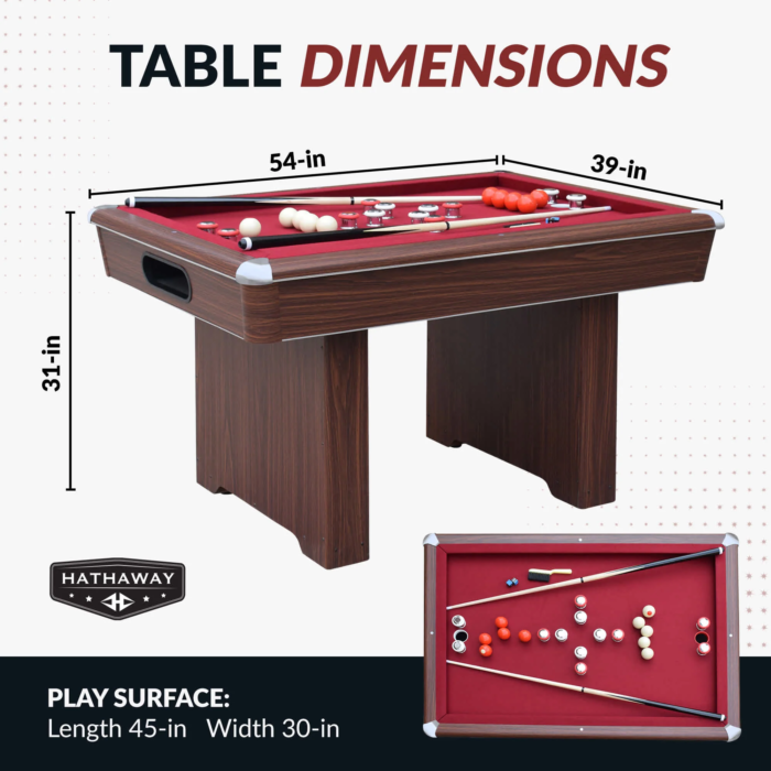Carmelli Renegade II 54'' Bumper Pool Table - Walnut Finish with Red Felt - Image 3