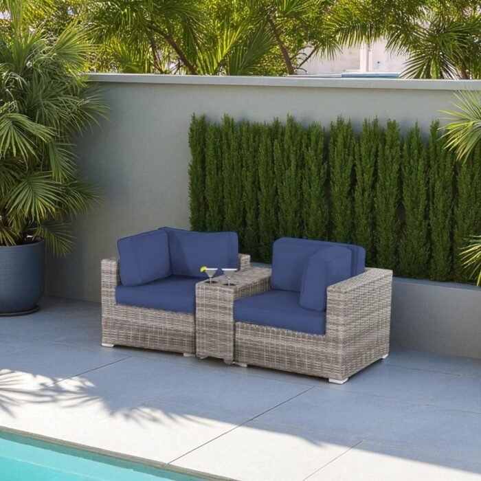 Handcrafted Outdoor Loveseat With Wicker Seating - Image 14