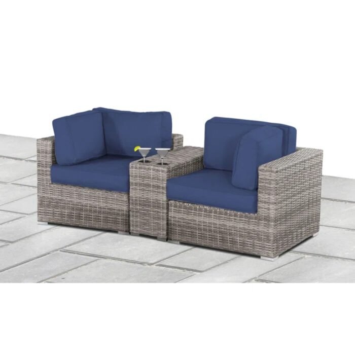 Handcrafted Outdoor Loveseat With Wicker Seating - Image 2