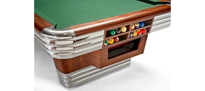 Brunswick Billiards Centennial 9' Slate Pool Table in Rosewood Chrome w/ Gully Return - Image 2