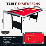 Carmelli Fairmont 6’ Portable Pool Table - Black with Red Felt - Image 2