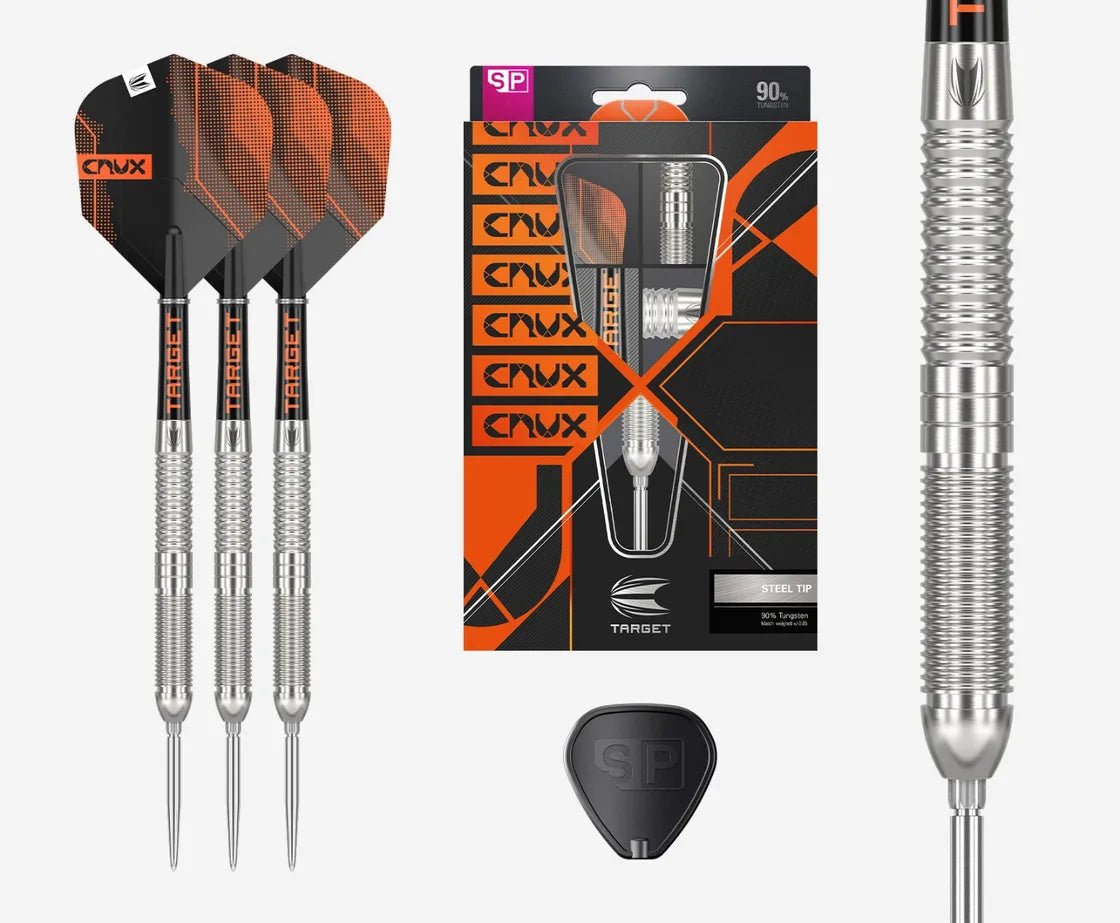 crux-01-sp-darts-set-box-contents-main-image_431f0d17-ac07-4e12-9ca1-1202a68ad778 Crux Swiss Point Steel Tip Darts - Image 1