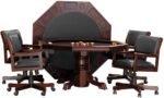3-In1 Combination Game & Dining Table Set with 4 Rocker-Swivel Chairs- (Mahogany Finish) - Image 2