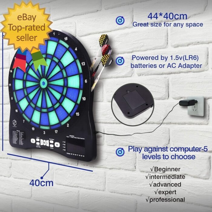Electronic Dart Board,13 Inch Illuminated Segments Light Based Games Electric Da - Image 7