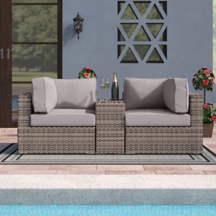 Handcrafted Outdoor Loveseat With Wicker Seating - Image 15