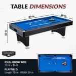 Hustler 7-Foot Pool Table with Blue Felt, Internal Ball Return System, Easy Assembly, Pool Cues and Chalk - Image 2