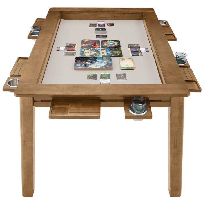 Solid Wood Board Game Table for 4–6 with Removable Top, 54" X 31" Gaming Surface, Game Mat, 6 Cup Holders & Hobby Tray – Convertible Gaming and Dining Table for D&D , Card Game and Puzzle - Image 10