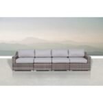 Contemporary Outdoor Rattan Wicker Sectional Seating Group With Cushions - Image 15