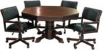 3-In1 Combination Game & Dining Table Set with 4 Rocker-Swivel Chairs- (Mahogany Finish) - Image 4
