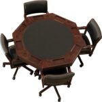 3-In1 Combination Game & Dining Table Set with 4 Rocker-Swivel Chairs- (Mahogany Finish) - Image 5