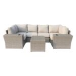 Outdoor Wicker Sectional With Weather Resistant Cushions And Table - Image 4