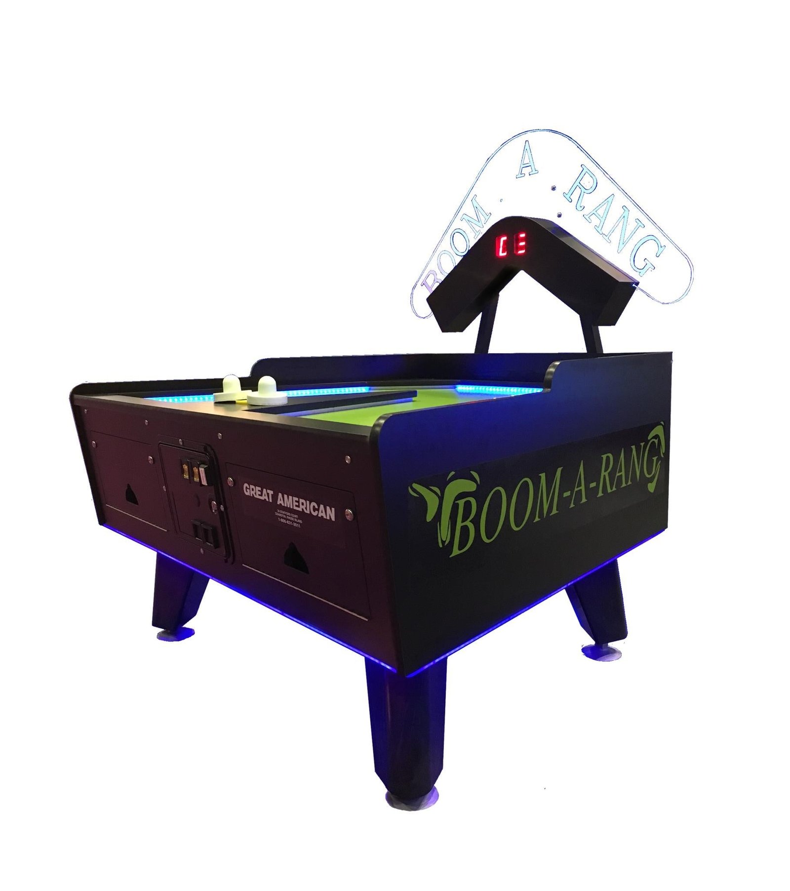 f978b00e-c2fe-4abf-bafb-069b31e662cd Great American Boom-A-Rang Air Hockey Table w/ Electronic Scoring in Black - Image 1