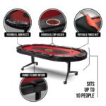 10 Player Poker Table + 10 Chairs + 1 Extra Mat + 2 Side Tables + 8 Decks of Cards - Image 3
