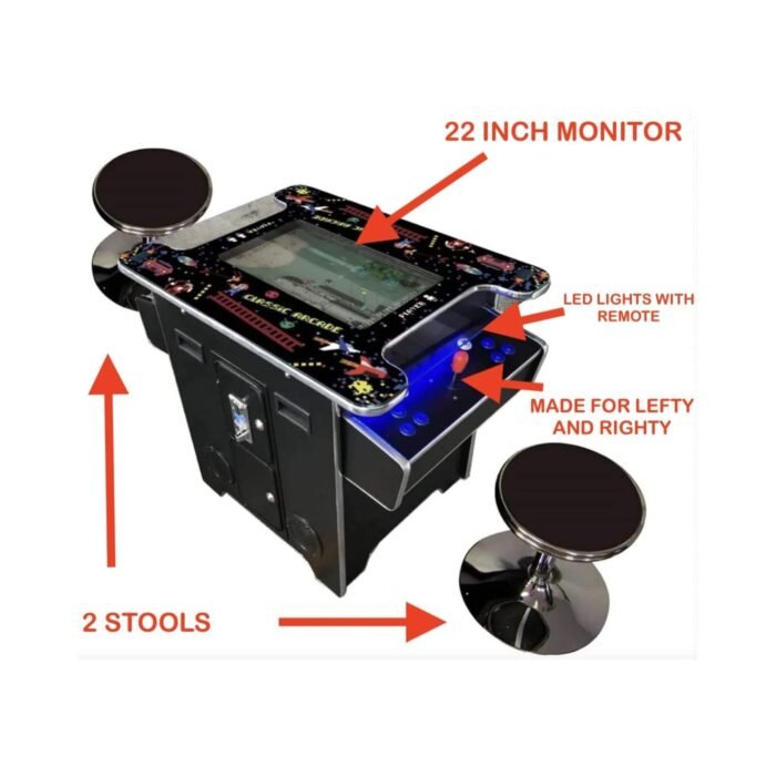 Full-Size Commercial-Grade 2-Player Retro Arcade Machine With 60 Games And Stools (SAK86197) - Image 2