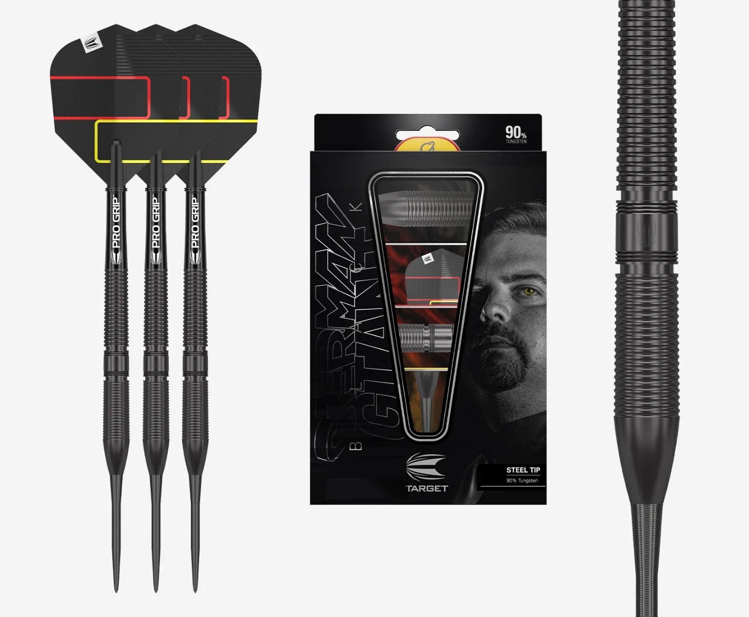 gabriel-clemens-black-darts-set-box-contents-main-image_1 Gabriel Clemens Black Steel Tip Darts - Image 1