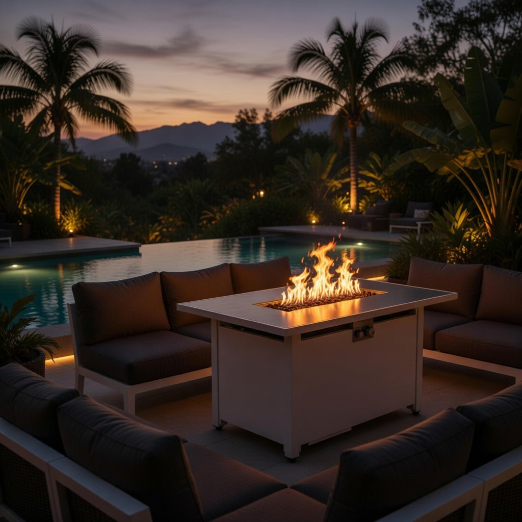 grok-image-e192c553-64d7-45e9-8f64-be59e7bb7fd9 Outdoor 43" Rectangular Fire Pit Table With Adjustable Flame Control - White - Image 1