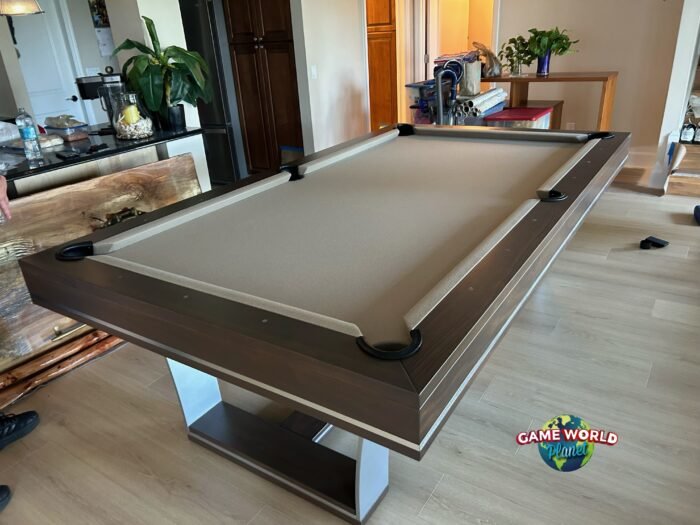 Playcraft Barcelona 8' Slate Pool Table in Walnut Gray on Silver - Image 2