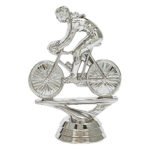 Bicycle Rider Figure, Female, Silver - 3 3/4"